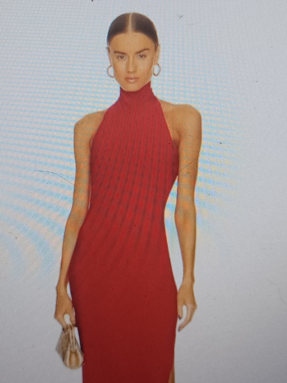 Norma Kamali Red Halter Maxi Dress--Small